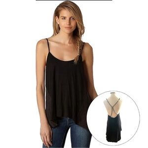 Lipstick high-low cami size medium black top gold chain rackback spaghetti strap